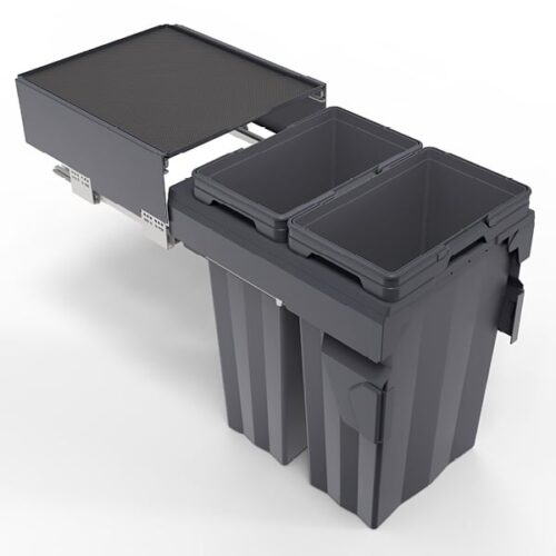 פח אשפה נשלף כפול (2X37L) למטבח 74 ליטר עם בולם לארון כיור, דגם PD620 דומיסיל