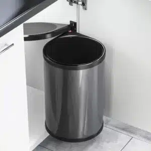 פח אשפה נשלף בפתיחה עם הדלת 40 ס"מ 20L אפור כהה עגול Hailo