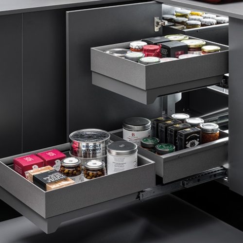 מנגנון פינה ל-4 סלי מתכת נשלפים, דגם FLYBOX URBAN