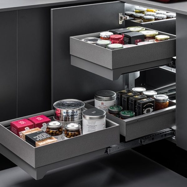 מנגנון פינה ל-4 סלי מתכת נשלפים, דגם FLYBOX URBAN