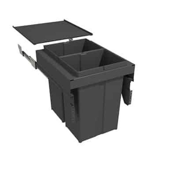 פח אשפה כפול 58 ליטר (29X2) נשלף עם מסילה, דגם P580